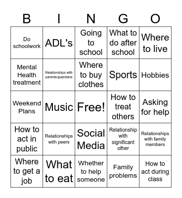 Head or Heart Decisions Bingo Card