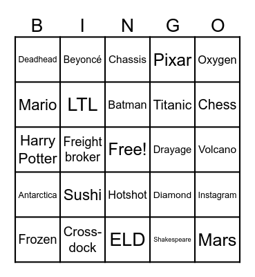 MINI COMP BINGO Card
