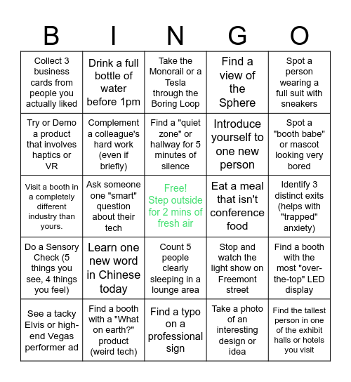 CES Survival & Focus Bingo Card
