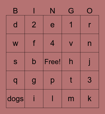 dog bingo test Bingo Card