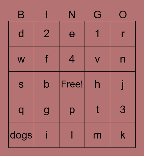 dog bingo test Bingo Card