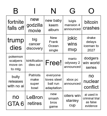 2026 Bingo Card