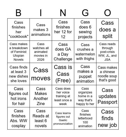 2026 Bingo Card