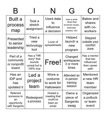 Cheesy HR Bingo Card
