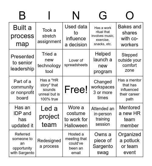 Cheesy HR Bingo Card