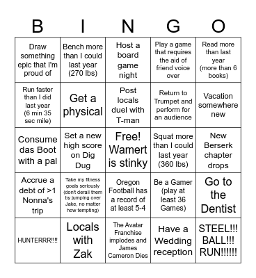 2026 Bingo Card