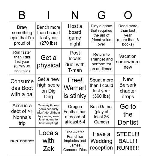 2026 Bingo Card