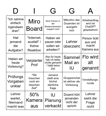 IU Bullshit Bingo Card