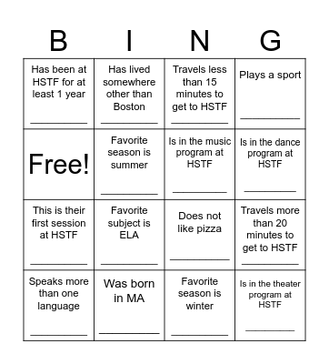 Find someone who... Bingo Card