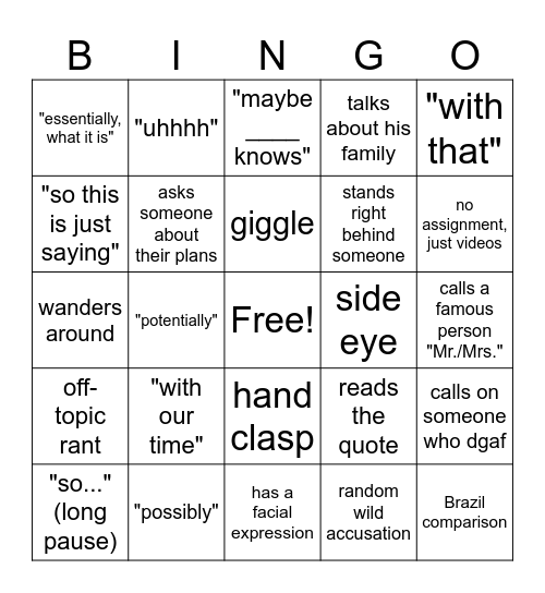 Kozak bingo Card