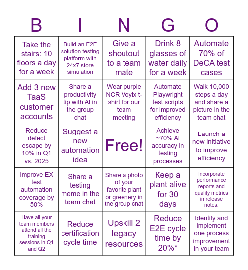 QCOE '26 BINGO card Bingo Card