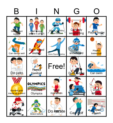 Find Someone Who (Olympic Games) Bingo Card