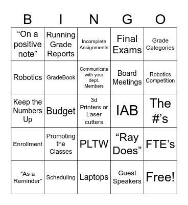 Tech Bingo Card