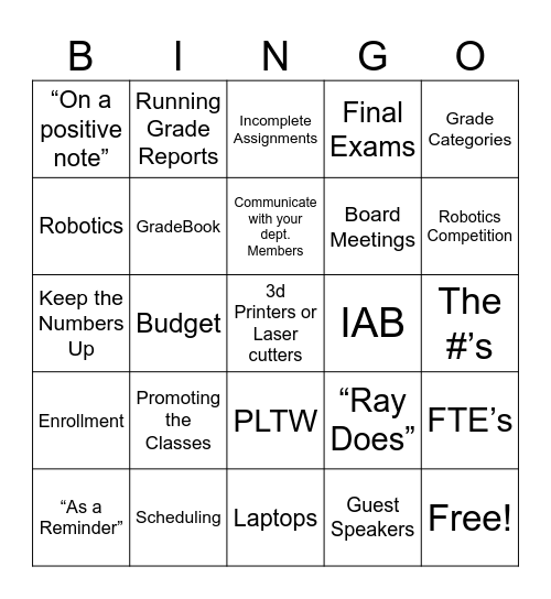 Tech Bingo Card
