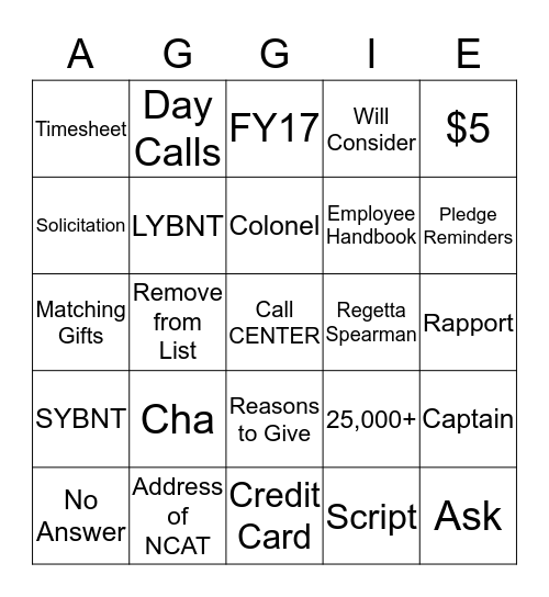 AGGIE BINGO Card