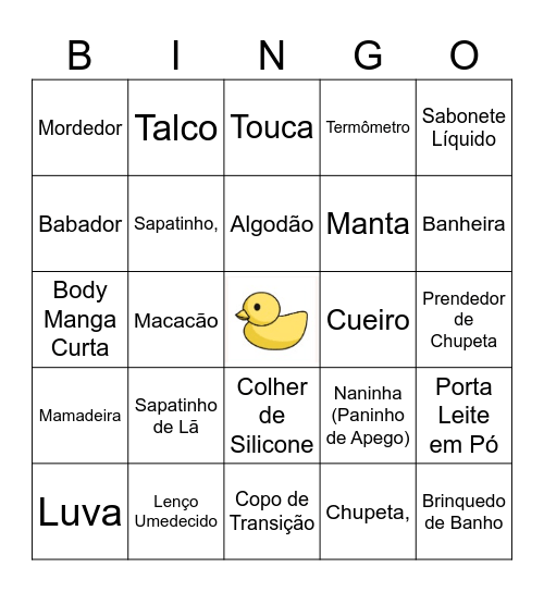 Chá Revelação Bingo Card