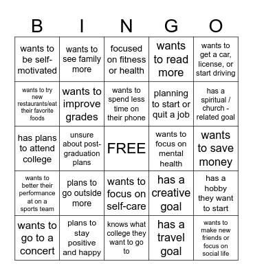 New Year Collage Bingo Card