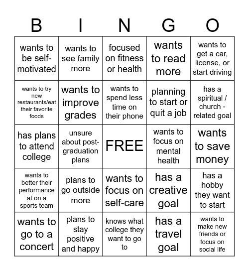 New Year Collage Bingo Card