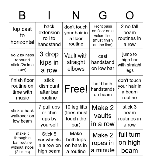 Level 4 Bingo Card