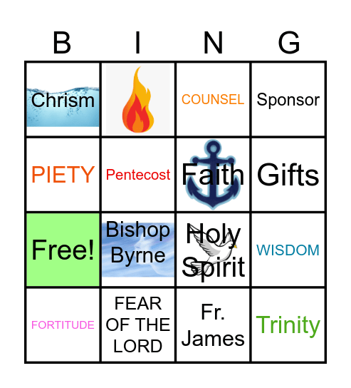 Gifts of the Holy Spirit! Bingo Card