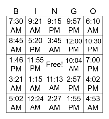 Bingo Korean Time Edition Bingo Card