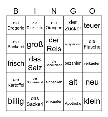 "Einkaufs-"Bingo Card