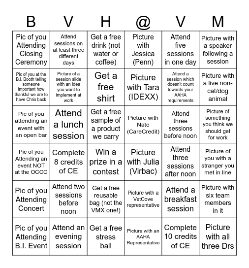 Bellalago Veterinary - VMX Bingo! Bingo Card
