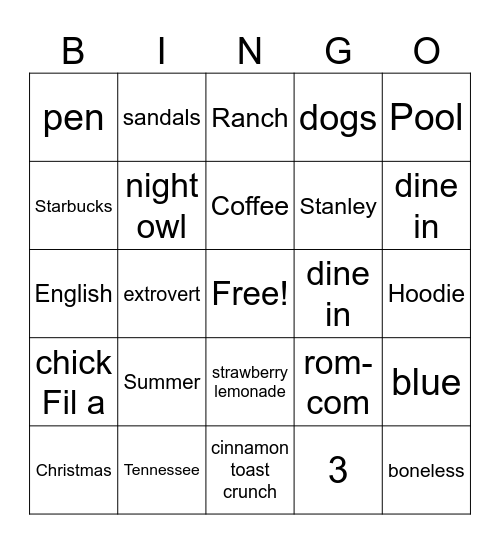 Molly Bingo Card