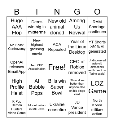 2026 Bingo Card