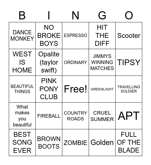 AFTERSCHOOLERS  BINGO LOCO Bingo Card