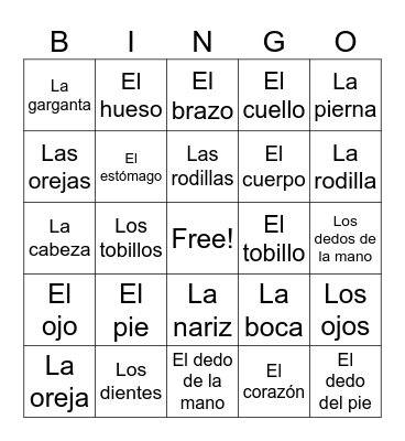Lección 4 En el consultorio Bingo Card