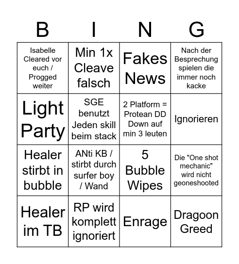 Clown Gruppe M10S Bingo Card