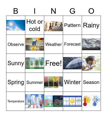 KINDERGARTEN TOPIC 4 BINGO Card