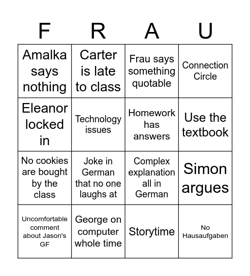 Deutsche Bingo Card