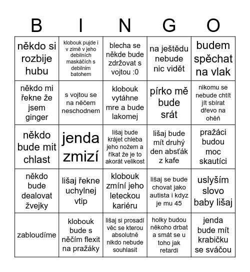 výprava bingo Card