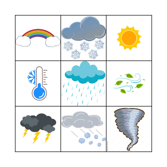 Weather Bingo Card