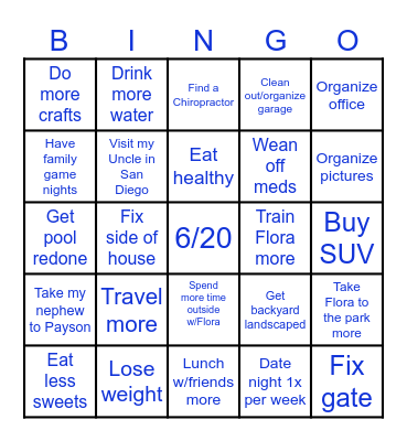 2026 Bingo Goals Bingo Card
