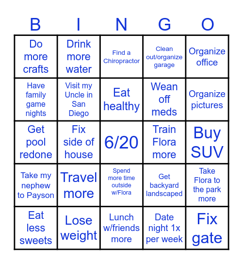 2026 Bingo Goals Bingo Card