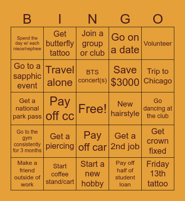 2026 Bingo Card