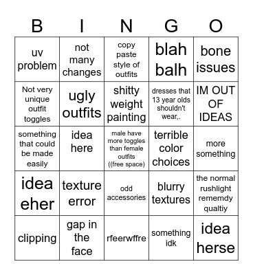 rushlight avatar bingo Card