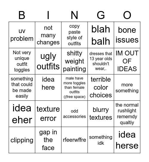 rushlight avatar bingo Card