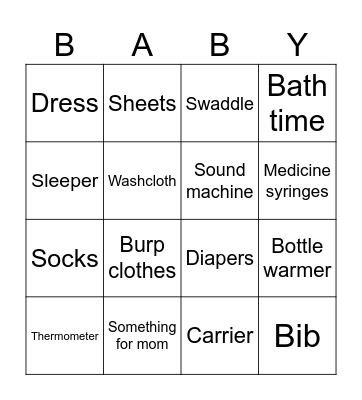 Welcome Baby Girl Bingo Card
