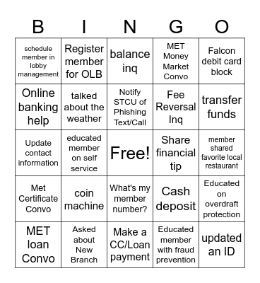 BRANCH BINGO Card