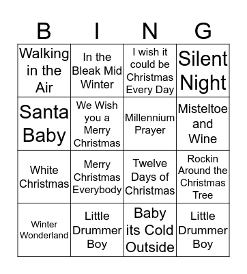 Rock n Roll Bingo Card