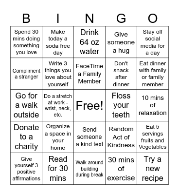 Bee Well Bingo Card
