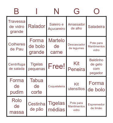 chá de cozinha da Bu Bingo Card
