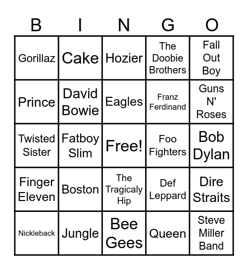 Bingo Game 1 Bingo Card