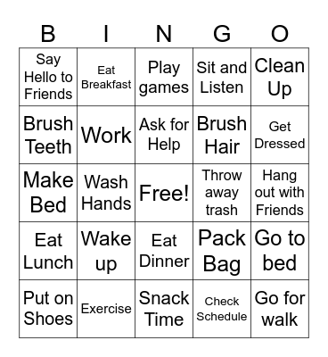 Daily Tasks Bingo Card