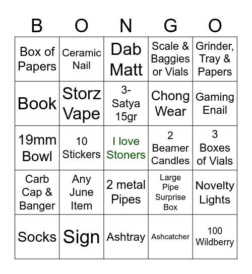 Shell Shock Bingo Card