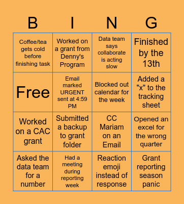 FY26 Q2 Reporting BINGO Card